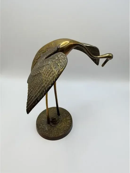 Set Of 2 Vintage Brass Egret Herons MCM Korea - Picture 5 of 8
